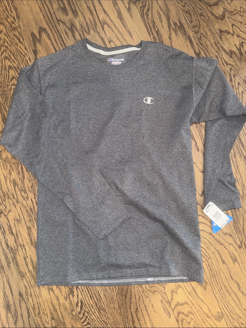 Champion Men's Long-Sleeve Crewneck Shirt - Charcoal NEW WITH TAGS